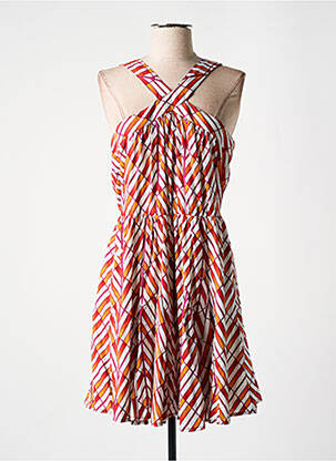Robe mi-longue imprimé fantaisie sans manche beige AN' GE femme