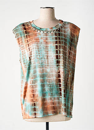 Top stretch manches courtes vert AN' GE femme