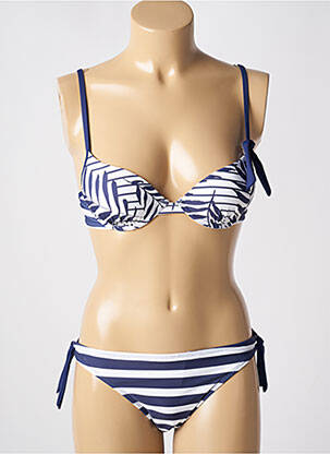 Maillot de bain 2 pièces stretch haut soutien-gorge moulé bleu CHERRY BEACH femme