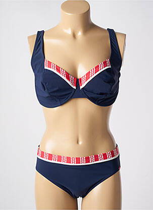 Maillot de bain 2 pièces stretch haut soutien-gorge emboitant bleu LIDEA femme
