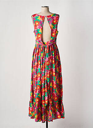 Robe longue imprimé fleurs sans manche rouge CHICOSOLEIL femme