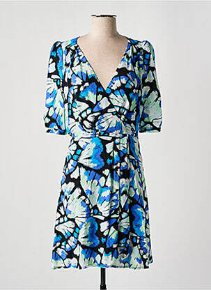 Robe mi-longue imprimé fantaisie manches courtes bleu ARTLOVE femme
