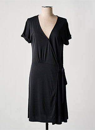 Robe mi-longue manches courtes manches courtes noir LE TEMPS DES CERISES femme