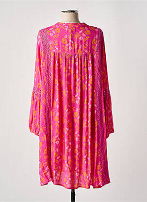 Robe mi-longue imprimé fleurs manches longues rose CHICOSOLEIL femme
