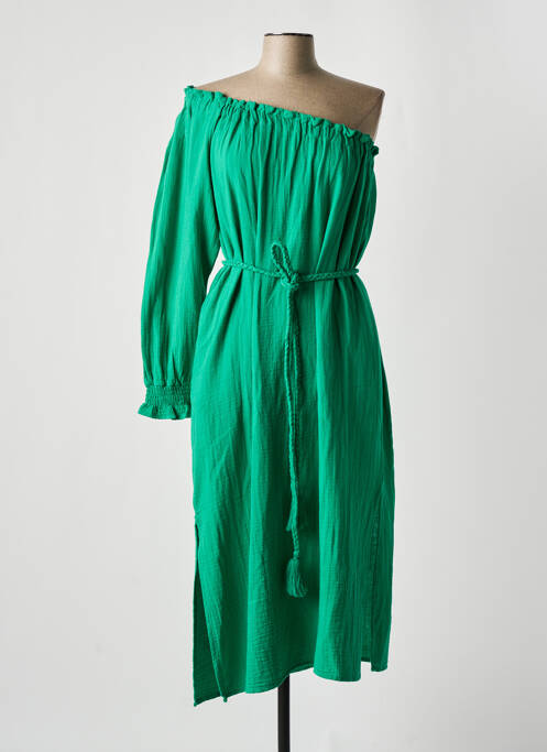 Robe mi-longue vert CHICOSOLEIL pour femme