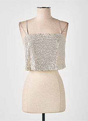 Top col carré fines bretelles beige GRACE & MILA femme