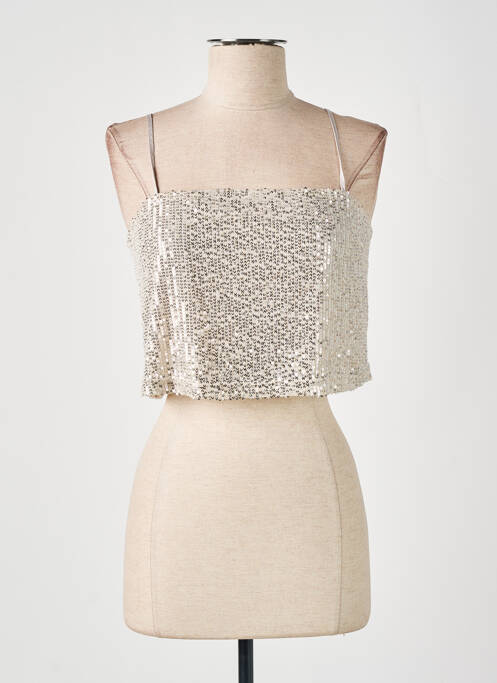 Top col carré fines bretelles beige GRACE & MILA femme