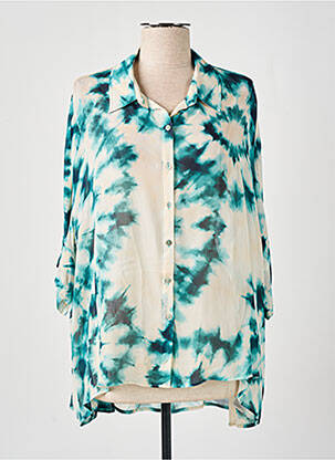 Chemisier tissage crêpe manches 3/4 vert GRACE & MILA femme