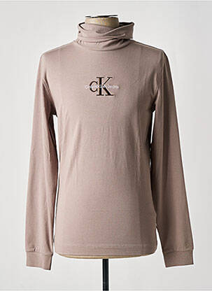 Sous-pull coupe droite manches longues beige CALVIN KLEIN homme
