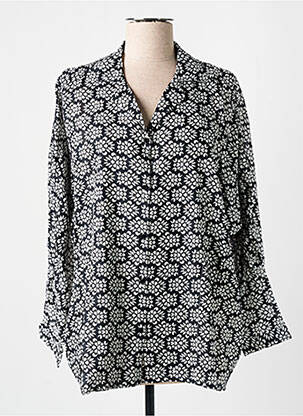 Chemisier imprimé fantaisie manches longues noir CHICOSOLEIL femme