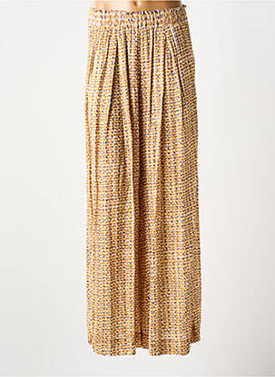 Pantalon large tissage popeline taille haute beige GRACE & MILA femme