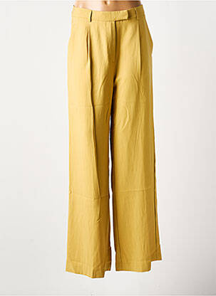 Pantalon large tissage popeline taille haute jaune GRACE & MILA femme