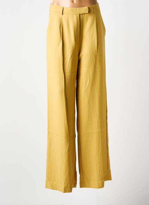 Pantalon large tissage popeline taille haute jaune GRACE & MILA femme