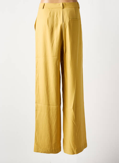 Pantalon large tissage popeline taille haute jaune GRACE & MILA femme