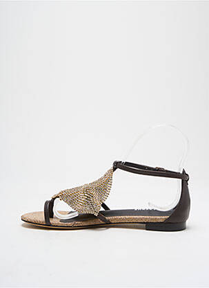 Tongs semelle extérieure cuir talon plat jusqu'à 3cm marron LOLA CRUZ femme