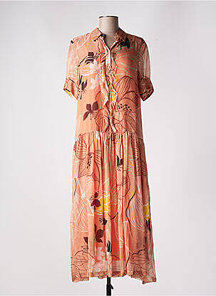 Robe longue manches courtes manches courtes orange ATTIC AND BARN femme