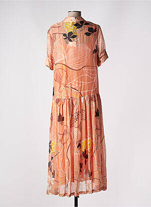 Robe longue manches courtes manches courtes orange ATTIC AND BARN femme