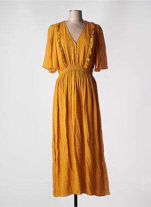 Robe longue coupe évasée manches courtes jaune VANESSA BRUNO femme