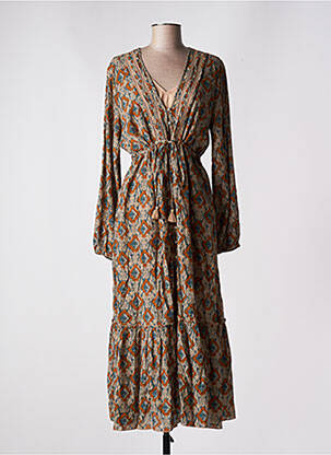 Robe longue manches longues manches longues bleu BERENICE femme