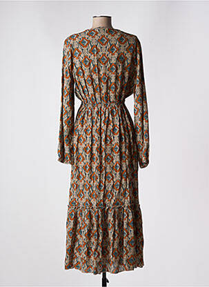 Robe longue tissage popeline manches longues bleu BERENICE femme