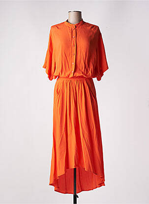 Robe longue coupe évasée sans manche orange 8PM femme