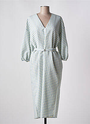 Robe mi-longue manches 3/4 manches 3/4 bleu ROSEANNA femme