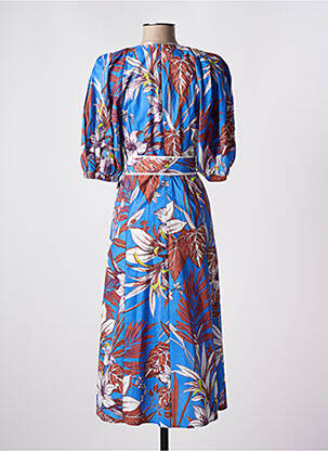 Robe mi-longue fermeture zippée au dos manches courtes bleu SHIRTAPORTER femme