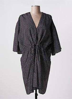 Robe mi-longue manches 3/4 manches 3/4 noir ROSEANNA femme