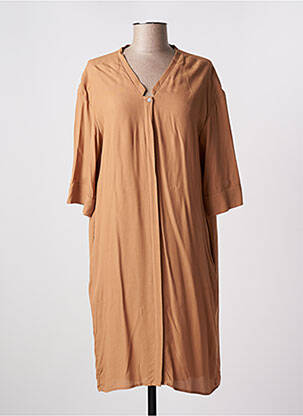 Robe mi-longue coupe fluide manches 3/4 beige POMANDERE femme