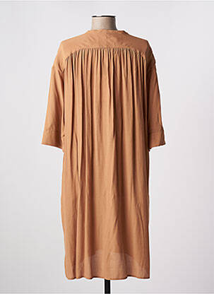 Robe mi-longue coupe fluide manches 3/4 beige POMANDERE femme