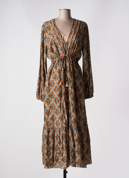 Robe longue manches longues manches longues bleu BERENICE femme