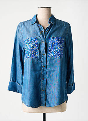 Chemisier coupe cintrée manches 3/4 bleu FIVE femme