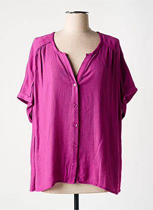 Chemisier tissage crêpe manches courtes violet LOUIZON femme