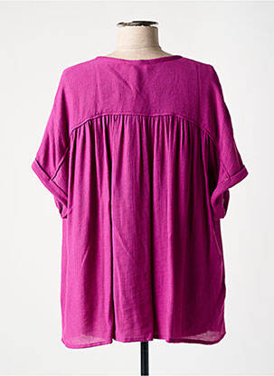 Chemisier tissage crêpe manches courtes violet LOUIZON femme