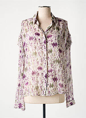 Chemisier imprimé fleurs manches longues violet BERENICE femme