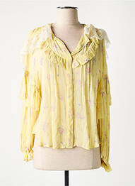 Chemisier imprimé fleurs manches longues jaune LAURENCE BRAS femme