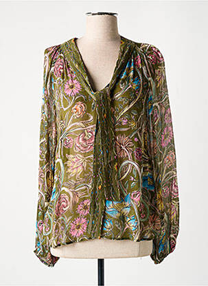 Blouse légère et transparente manches longues vert STELLA FOREST femme