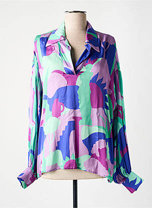 Blouse imprimé fantaisie manches longues violet MODETROTTER femme