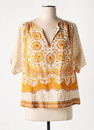 Blouse légère et transparente manches 3/4 jaune BELLA JONES femme