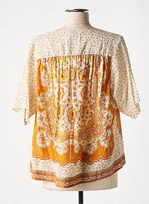 Blouse tissage popeline manches 3/4 jaune BELLA JONES femme
