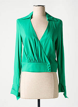 Chemisier tissage crêpe manches longues vert MARGAUX LONNBERG femme