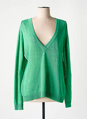 Pull tissage chiné manches longues vert MAEVY femme