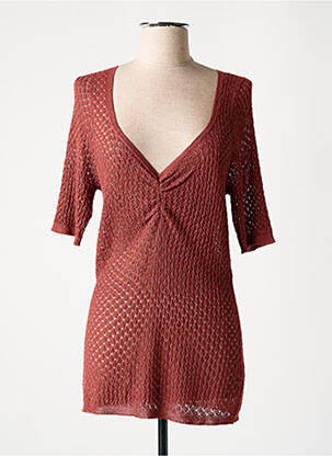 Pull col v manches 3/4 rose LOUIZON femme