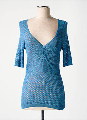 Pull col v manches 3/4 bleu LOUIZON femme