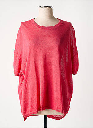 Pull stretch manches courtes rouge C.T.PLAGE femme