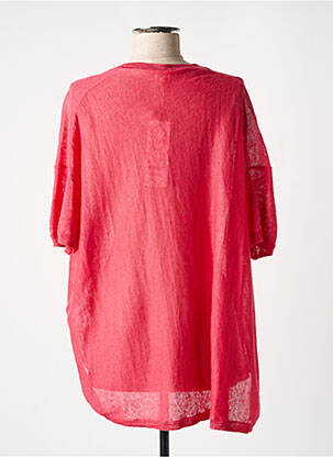 Pull tissage chiné manches courtes rouge C.T.PLAGE femme