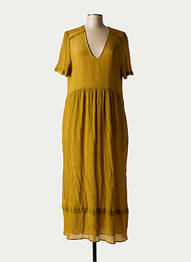 Robe longue manches courtes manches courtes vert MOMONI femme