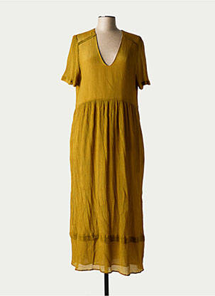 Robe longue manches courtes manches courtes vert MOMONI femme