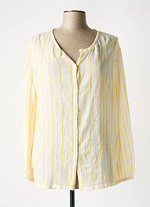 Chemisier tissage crêpe manches longues jaune POMANDERE femme