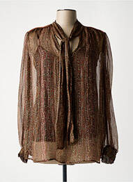 Blouse légère et transparente manches longues marron LOUIZON femme